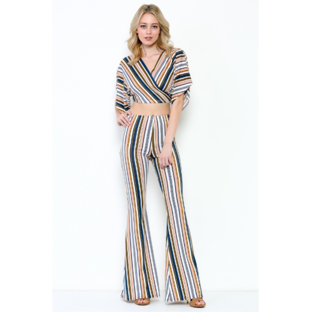 striped pants set